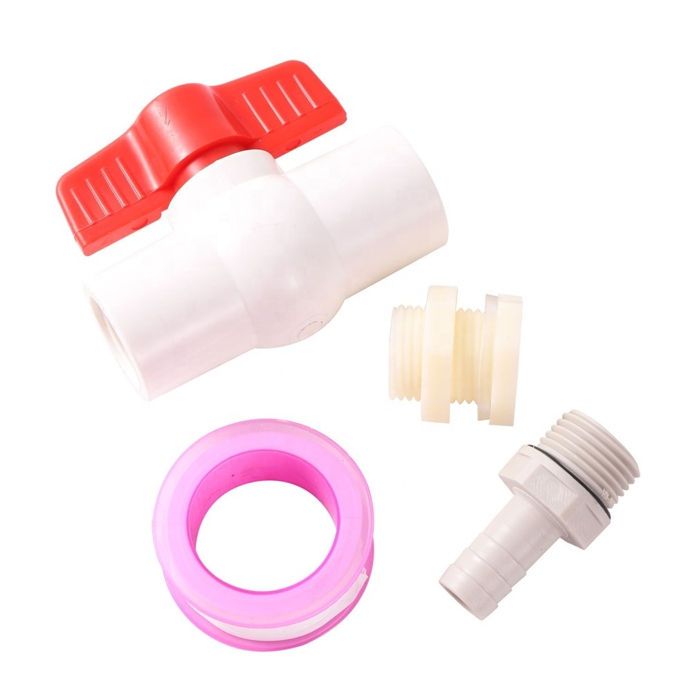 Plastic IBC Water Tank Fitting Connector Water Stop PVC Ball Valve 1/2 inch Thread 8 10 12mm Hose Joint Adapter