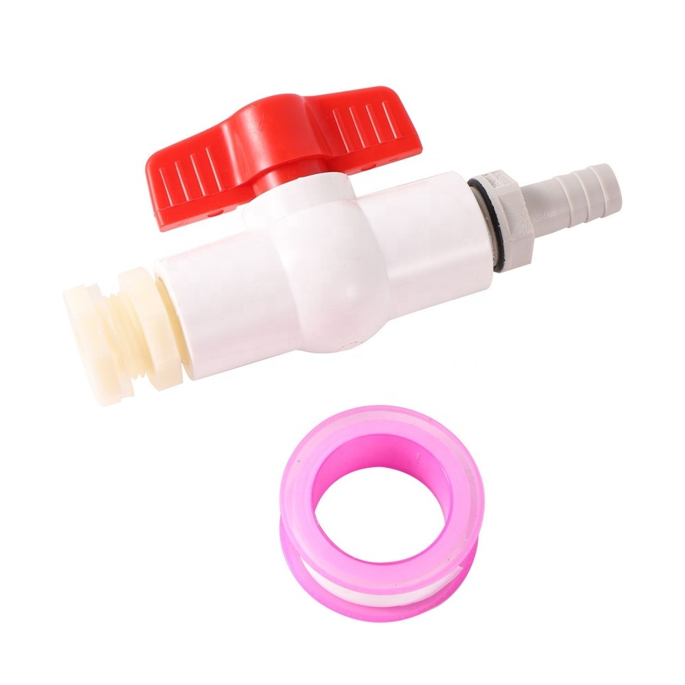 Plastic IBC Water Tank Fitting Connector Water Stop PVC Ball Valve 1/2 inch Thread 8 10 12mm Hose Joint Adapter