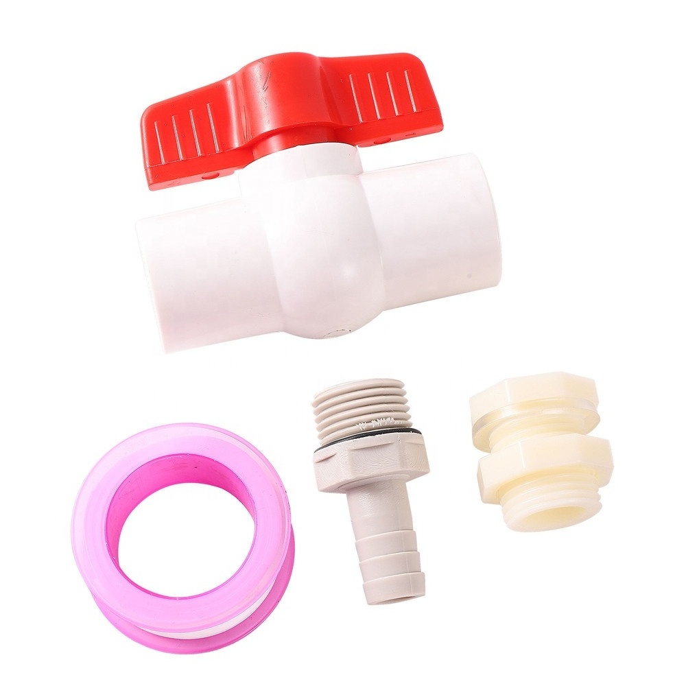 Plastic IBC Water Tank Fitting Connector Water Stop PVC Ball Valve 1/2 inch Thread 8 10 12mm Hose Joint Adapter