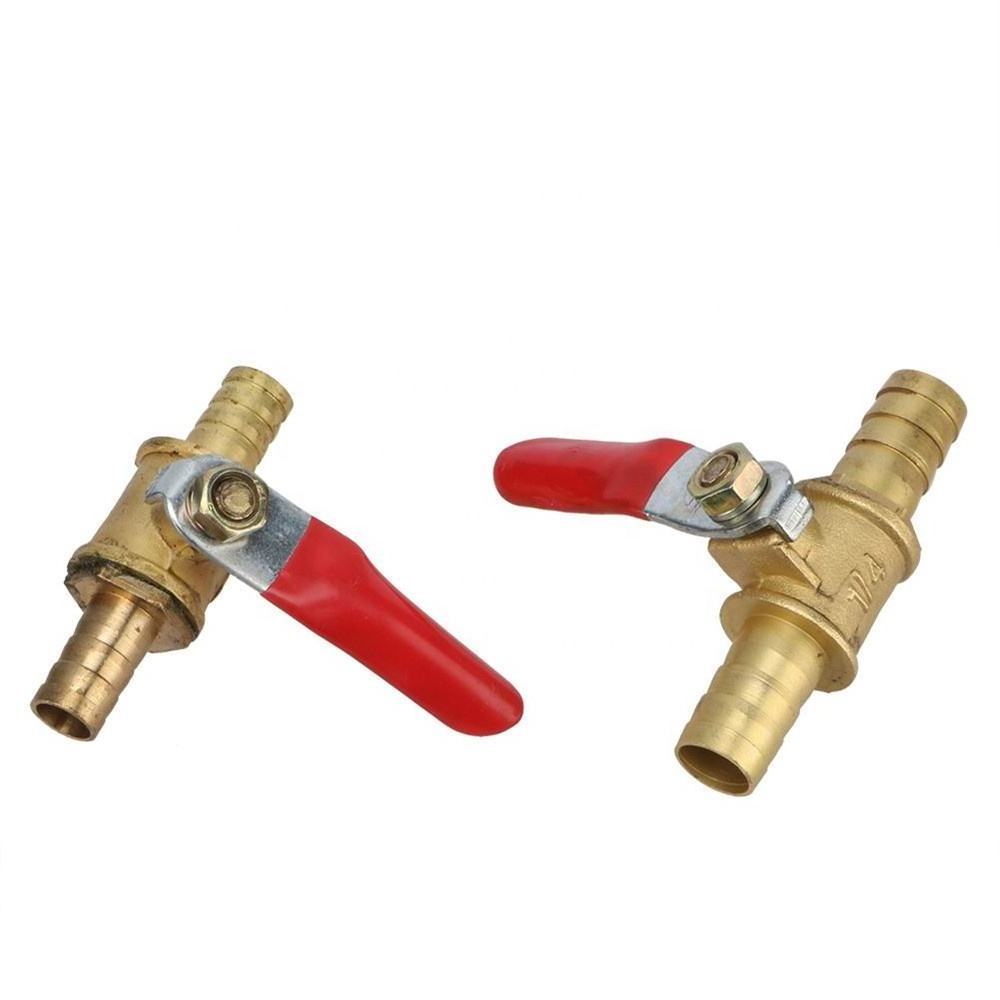 8 10mm Hose Barbed Brass Water Oil Air Gas Water Straight Shutoff Ball Valve Pipe Fitting