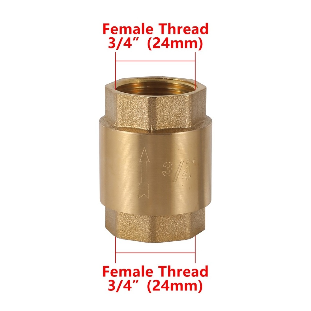 1/2 3/4 1 inch Female Thread Brass Swing Valve One Way Non Return In-Line Spring Check Valve