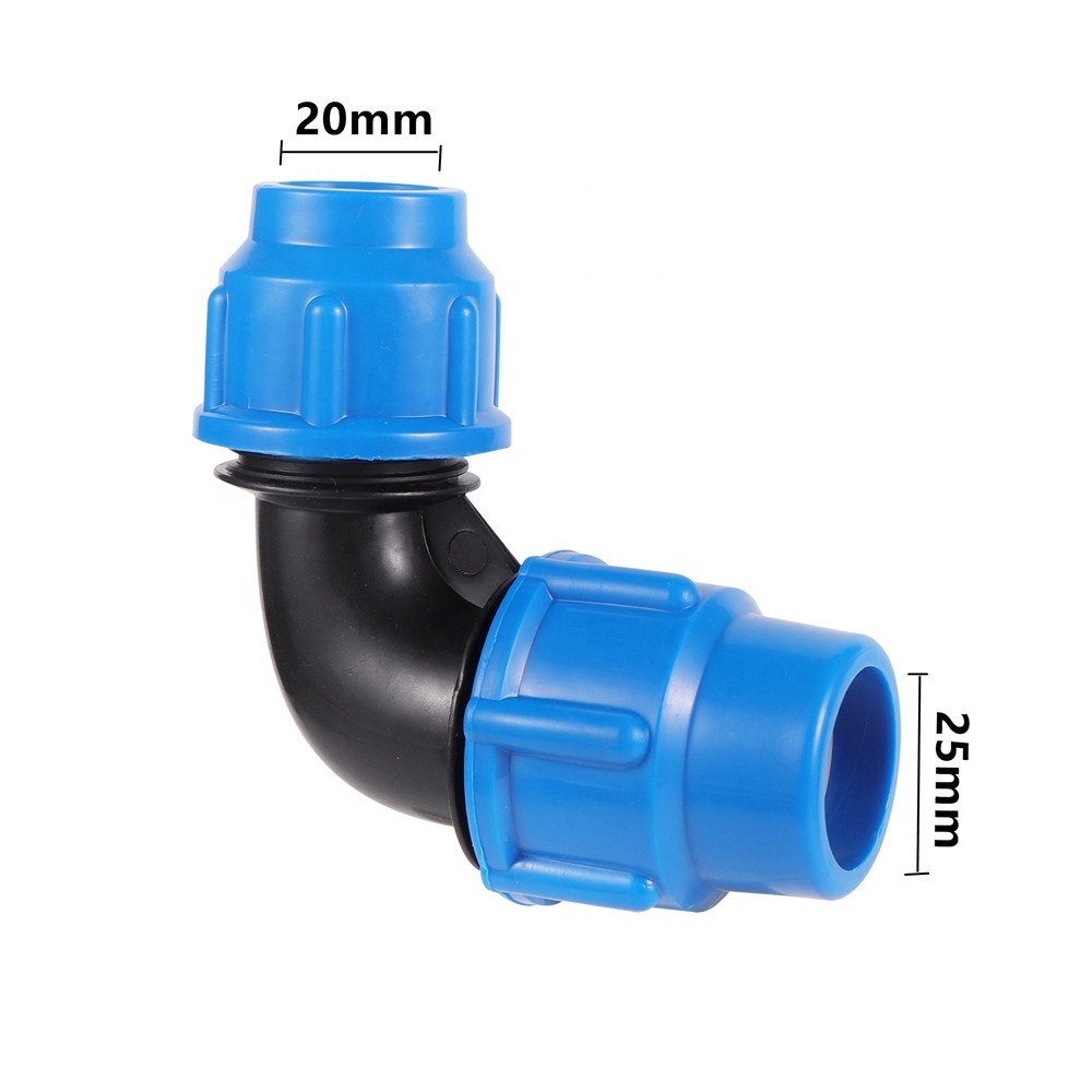 Agriculture Irrigation 32 25 20mm 90 Degree Elbow Hdpe PP Reducing Coupling Compression Fittings For PE Pipe