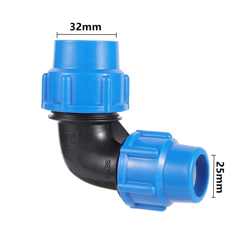 Agriculture Irrigation 32 25 20mm 90 Degree Elbow Hdpe PP Reducing Coupling Compression Fittings For PE Pipe