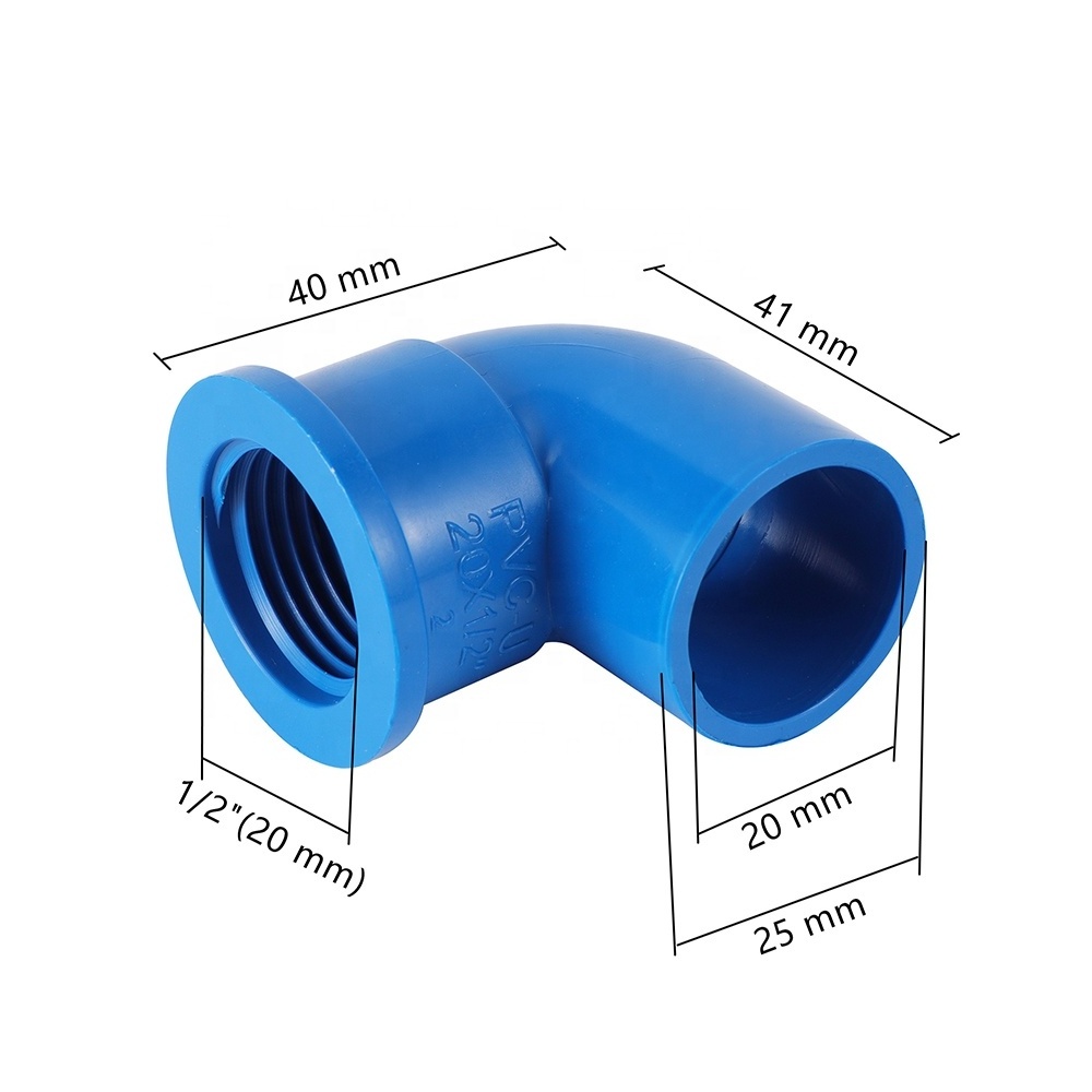 1/2 Inch Female Thread PVC 90 Degree Pipe Connector Water Supply Fitting UPVC Elbow Connector