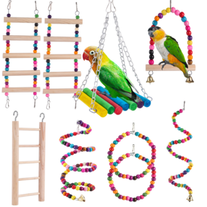 Parrot Swing Chewing Training Toys Hanging Hammock Parrot Cage Bell Perch Toys Bird Toys Set