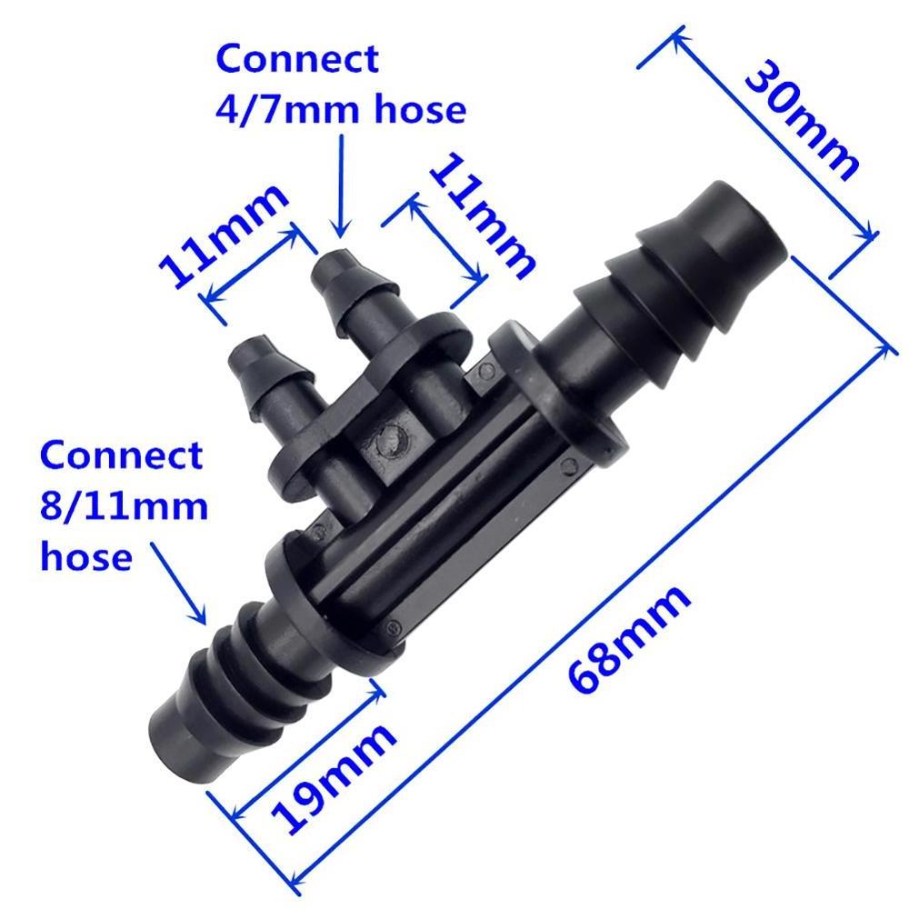 4 Way Hose Splitter 3/8'' to 1/4'' Barb T Connector