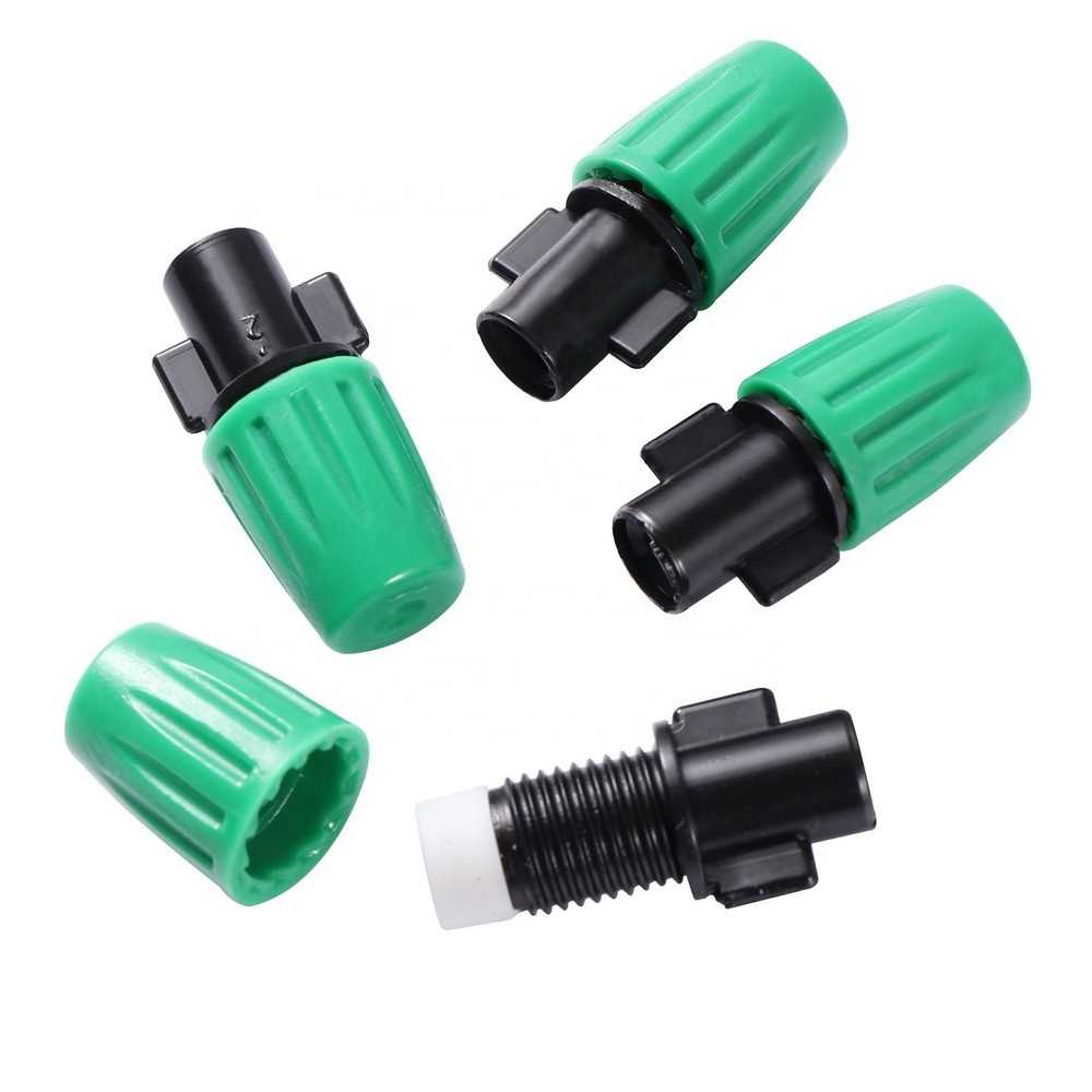 Garden Atomization Fogger Nozzles Kit with Anti Drip Connector Cooling Humidification Plastic Mist Nozzle Sprayer