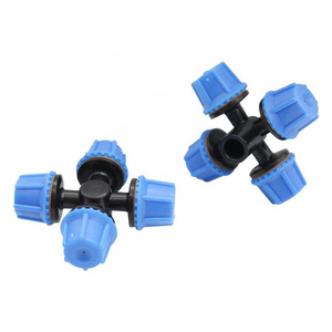 6mm Greenhouse Cross Four outlet Fogger 4 Way Mist Nozzle Dust Removal Cooling Sprinkler Sprayer