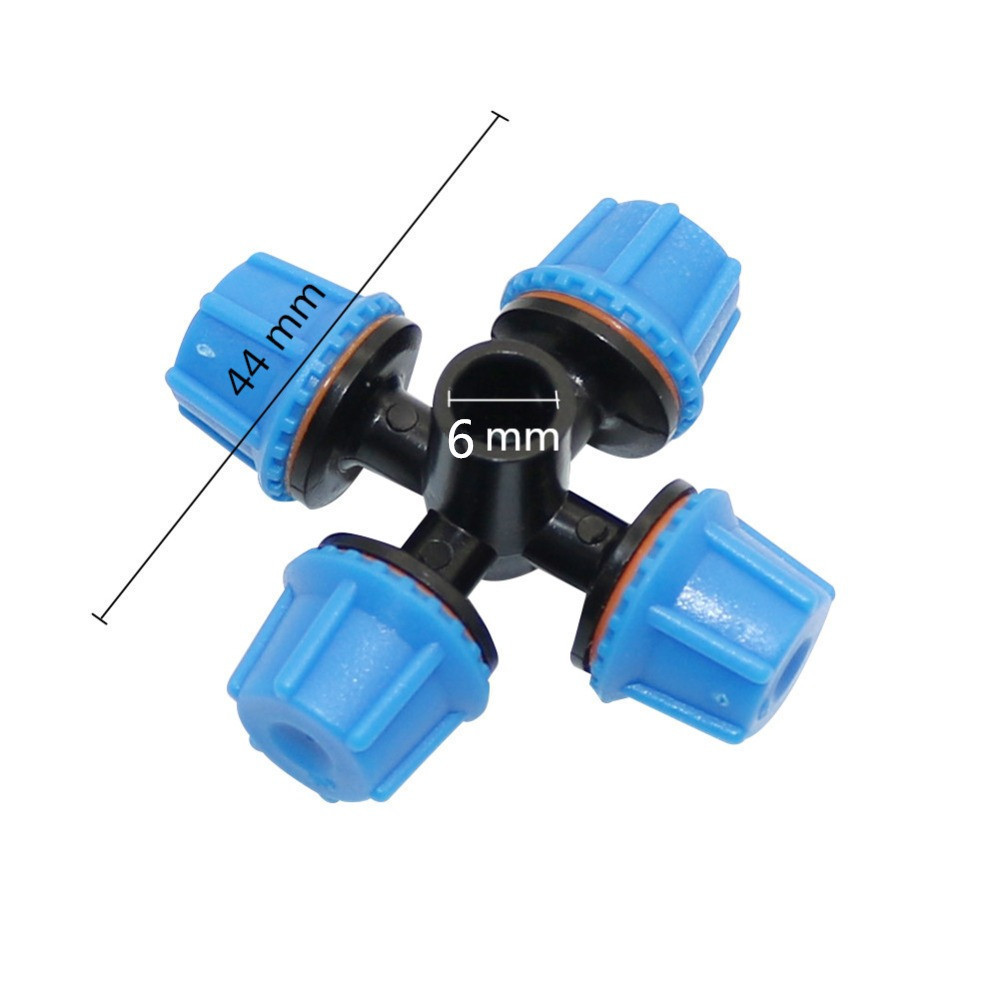 6mm Greenhouse Cross Four outlet Fogger 4 Way Mist Nozzle Dust Removal Cooling Sprinkler Sprayer