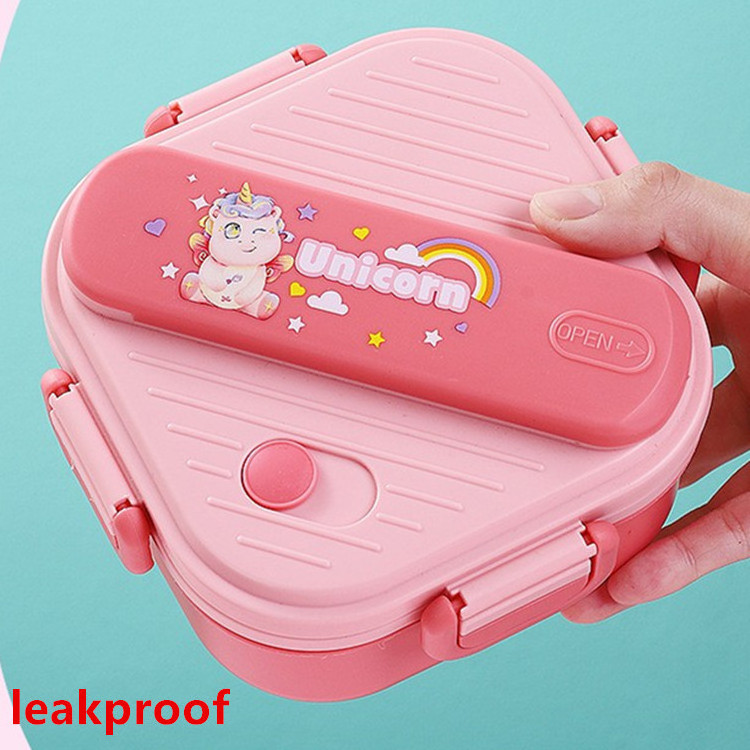 Kids square Bento Lunch Box Microwavable Plastic Food Container Cute Children Lunch Box