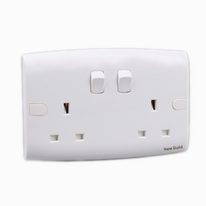 UK double US power wall electrical 13A switched socket PC cover