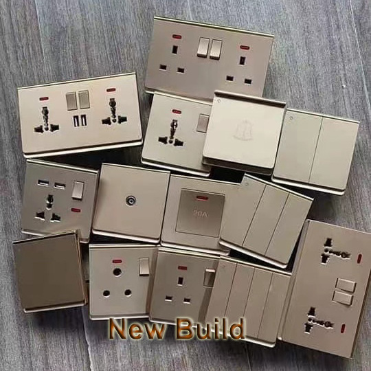 UK Standard Electrical Power Outlet Safety Socket Wall Switch and slimy Socket