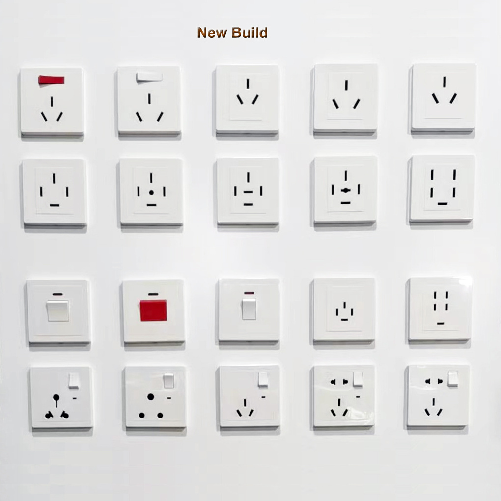 UK Standard Electrical Power Outlet Safety Socket Wall Switch and slimy Socket