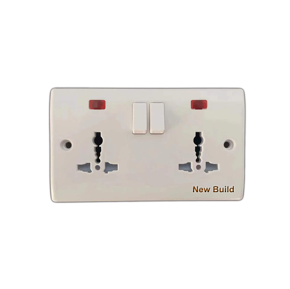 2 Gang Universal bakelite Wall Sockets Double Electrical 5-pin Plug Socket With light