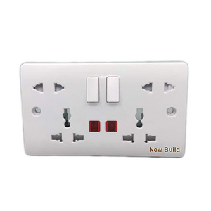 2 Gang Universal bakelite Wall Sockets Double Electrical 5-pin Plug Socket With light