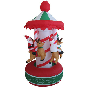 Happy holiday inflatable spinning carrousel for Christmas decoration toy