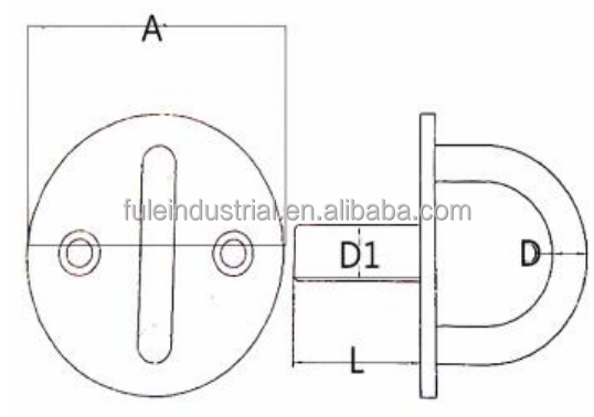 Factory Manufactured 304 Stainless Steel round Sail Shade Pad Eye Plate with Thread Stud Marine Hardware Boat Accessories