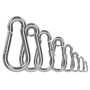 Custom Shaped Logo Metal Oval Climbing Carabiner Hiking Clip DIN5299 Stainless Steel Carabiner Ring Spring Snap Hook with Lock