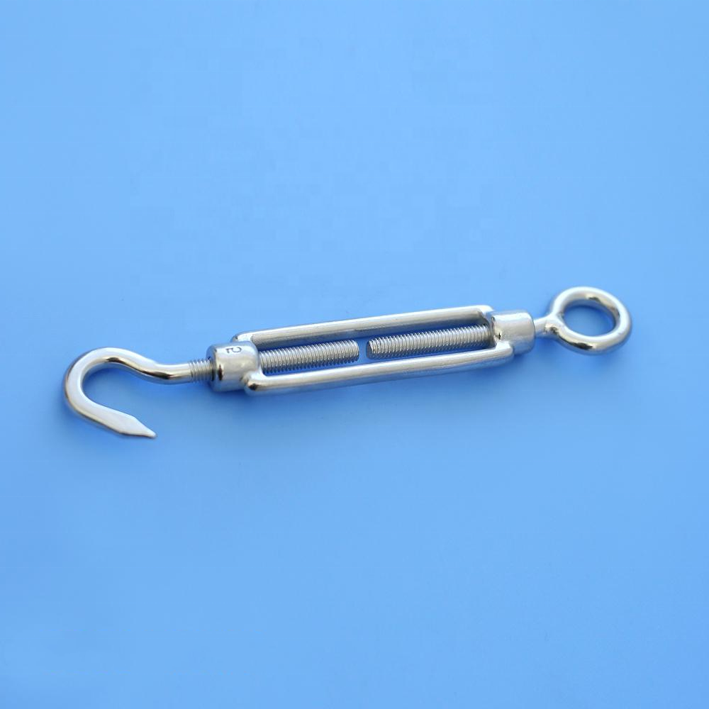 DIN1480 Adjustable Wire Rope Tensioner Rigging Screw Eye Hook M12 Ss 304 Stainless Steel 316 Open Body Frame Turnbuckle Hook Eye