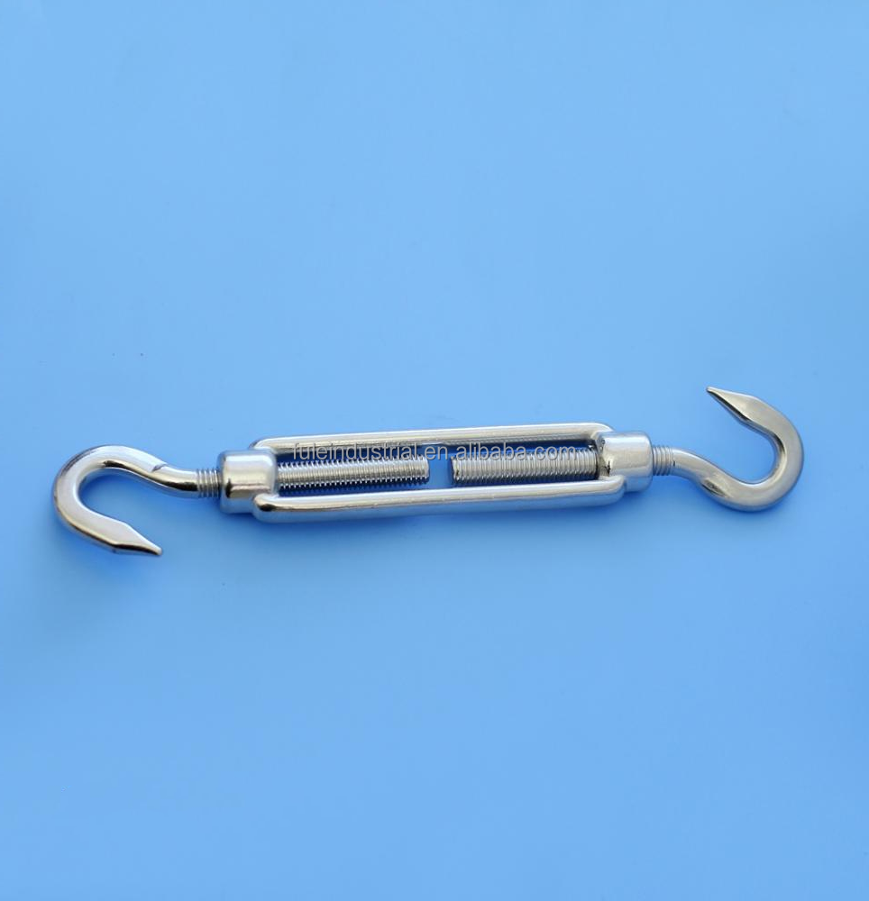 DIN1480 Adjustable Wire Rope Tensioner Rigging Screw Eye Hook M12 Ss 304 Stainless Steel 316 Open Body Frame Turnbuckle Hook Eye