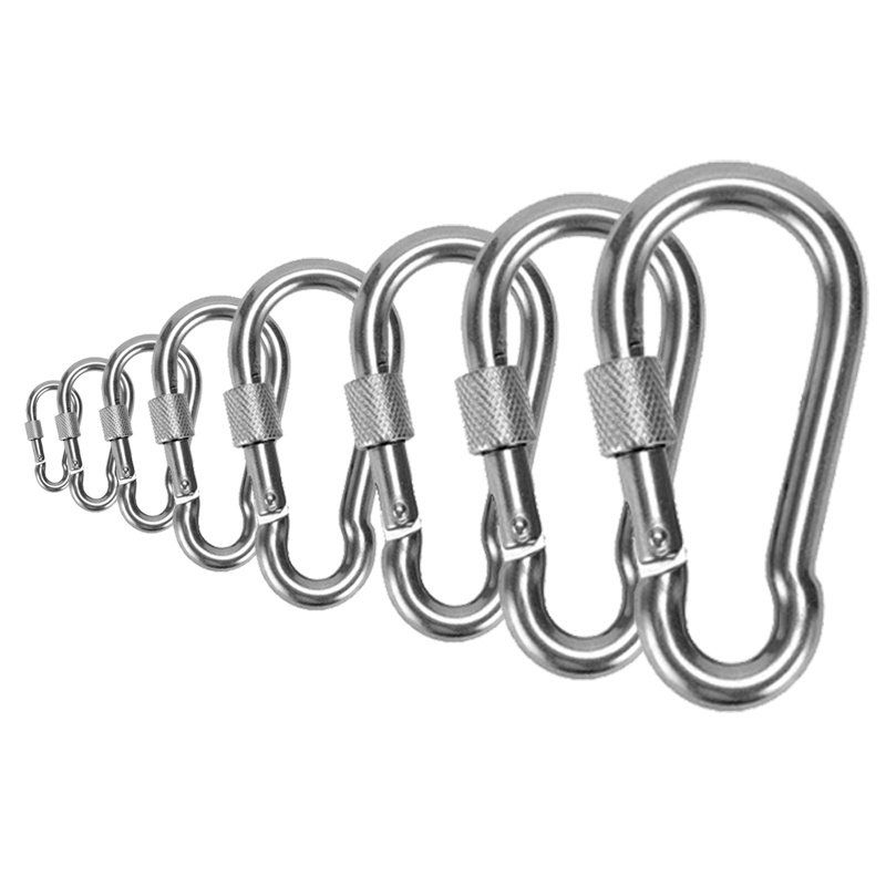 Heavy Duty Metal Safety Sling Snap Hook DIN5299 D Stainless Steel 316 Marine Grade HK Spring Snap Hook Carabiner with Screw Lock