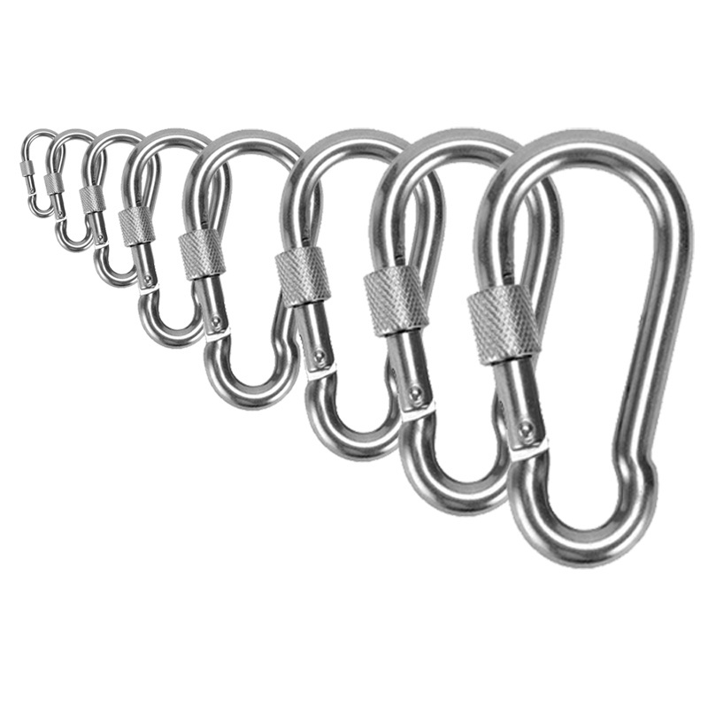 Heavy Duty Metal Safety Sling Snap Hook DIN5299 D Stainless Steel 316 Marine Grade HK Spring Snap Hook Carabiner with Screw Lock