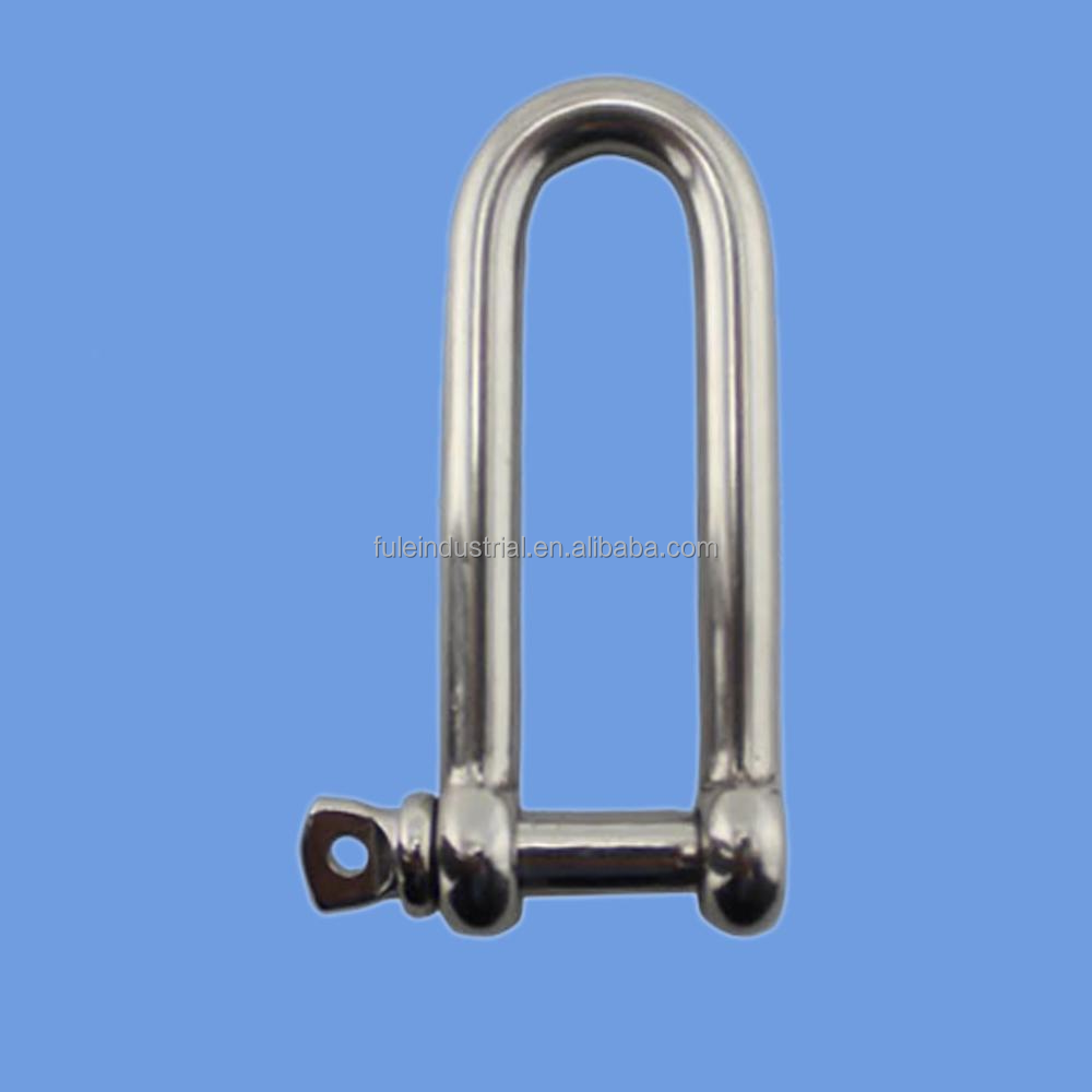 Manufacture Long D Lifting U Shackle Marine Anchor Rigging Hardware 316 Stainless Steel Long Style Dee Shackle with Screw Pin