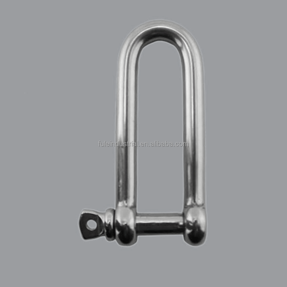 Manufacture Long D Lifting U Shackle Marine Anchor Rigging Hardware 316 Stainless Steel Long Style Dee Shackle with Screw Pin