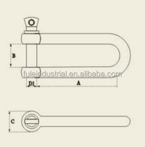 Manufacture Long D Lifting U Shackle Marine Anchor Rigging Hardware 316 Stainless Steel Long Style Dee Shackle with Screw Pin