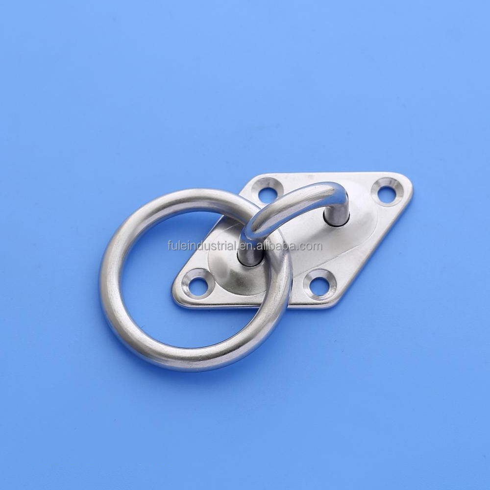 316 304 Stainless Steel Marine Yacht Oblong Oval Pad Eye Plate Ceiling Hook O Ring Staple Hook Loop for Hammock Hanging Kit