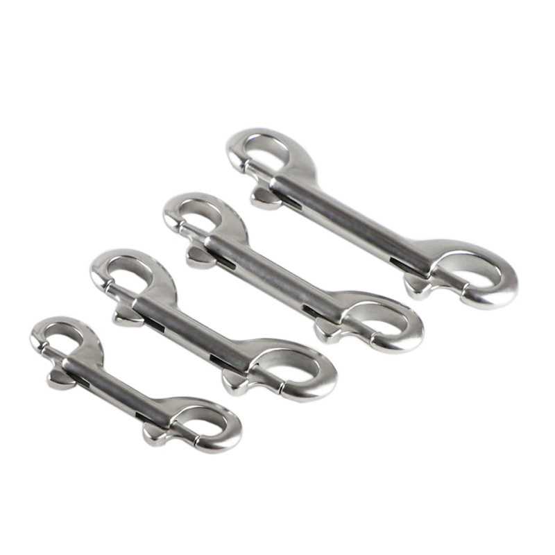 Heavy Duty 304 Stainless Steel Rope Double Ended Spring Clips Long Spring Trigger Bolt Snap Hook For Diving Water Bottle