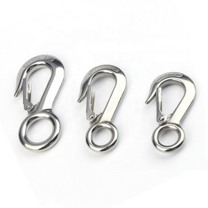 Wholesale 316 Stainless Steel Metal Tower Lifting Crane Hook 0.2T 0.3T 0.5T Clasp Snap Fixed Eye Crane Hook With Safety Latch