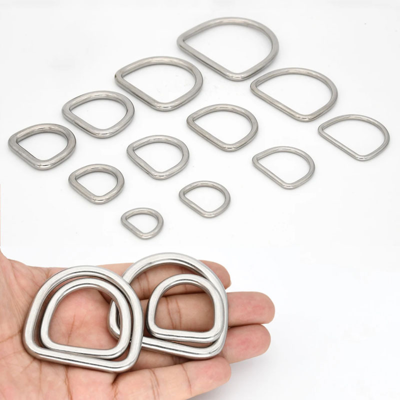 Custom Fully Weld Metal D-Ring Stainless Steel Adjustable Seamless D Ring Buckle For Belt Bag Handbag Backpack Straps Dog Leash