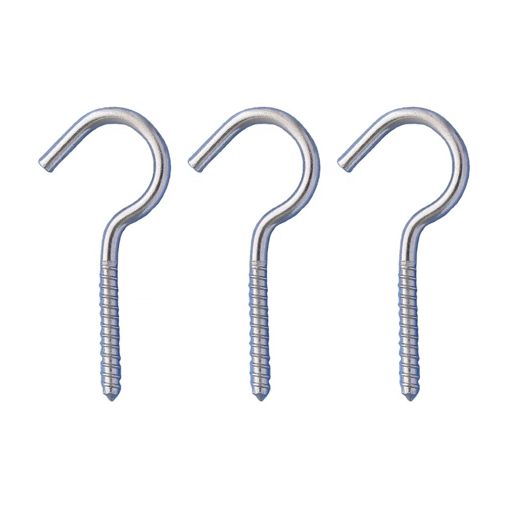 Wholesale SS 304 316 Stainless Steel M3 M4 M8 Wall Decorative Hanging Screw Hanger Ceiling Railing Rigging Eye Bolts Screw Hooks