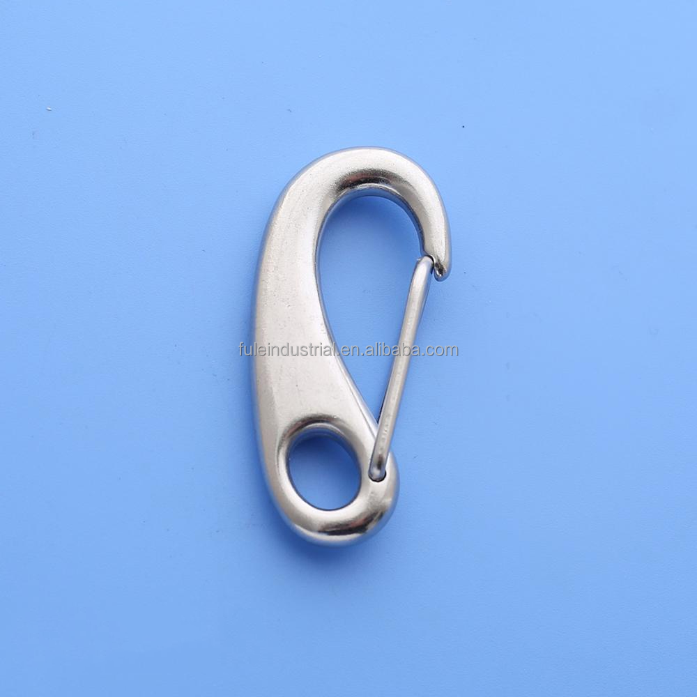 Factory Safety Metal Quick Release Spring Gate Snap Hook Clip Stainless Steel 304/316 Oval Carabiner Egg Shaped Fixed Snap Hook