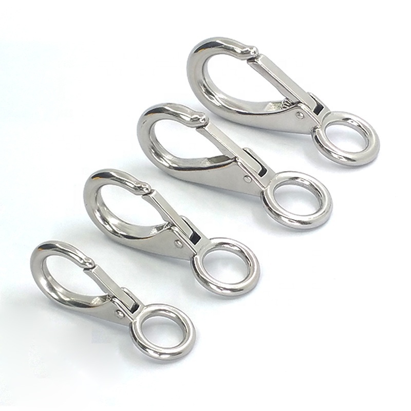 Factory Snap Hook Fixed Eye Snap Dog Chain Hook Stainless Steel Durable Bag Strap Carabiner Metal Fixed Eye Bolt Snap Hook Clips