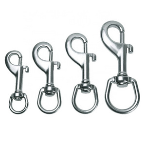 Manufacturer 304/316 Stainless Steel 3/8 1/2 5/8  3/4 Spring Trigger Round Ended Rotating Carabiner Swivel Eye Snap Hook Clips