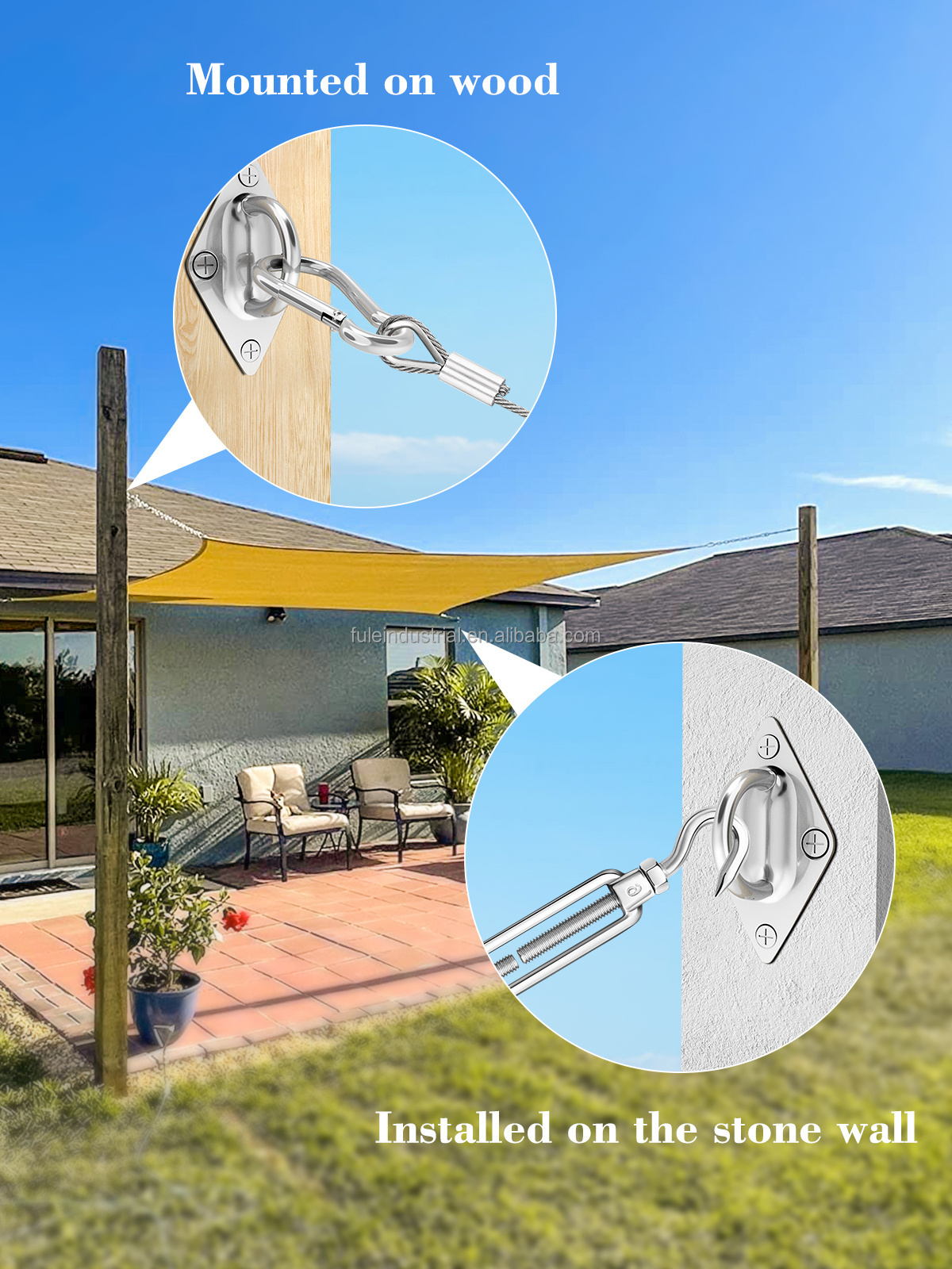 Garden Canopy Sail Outdoor T316 Stainless Steel Awning Attachment Sun Shade Sails Fixing Turnbuckle Wire Tensioner Kit