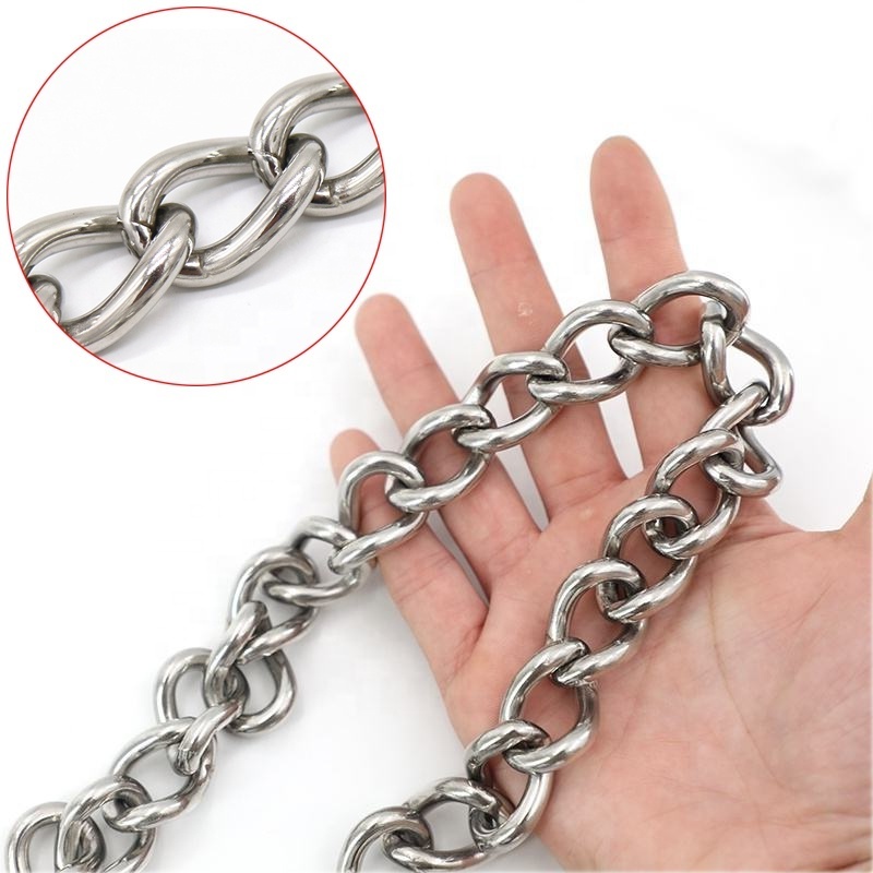 Heavy Duty Hanging Chair Metal Twist Link Chain SS 304 316 Stainless Steel Din Welded Twisted Short Link Rope Lifting Chains