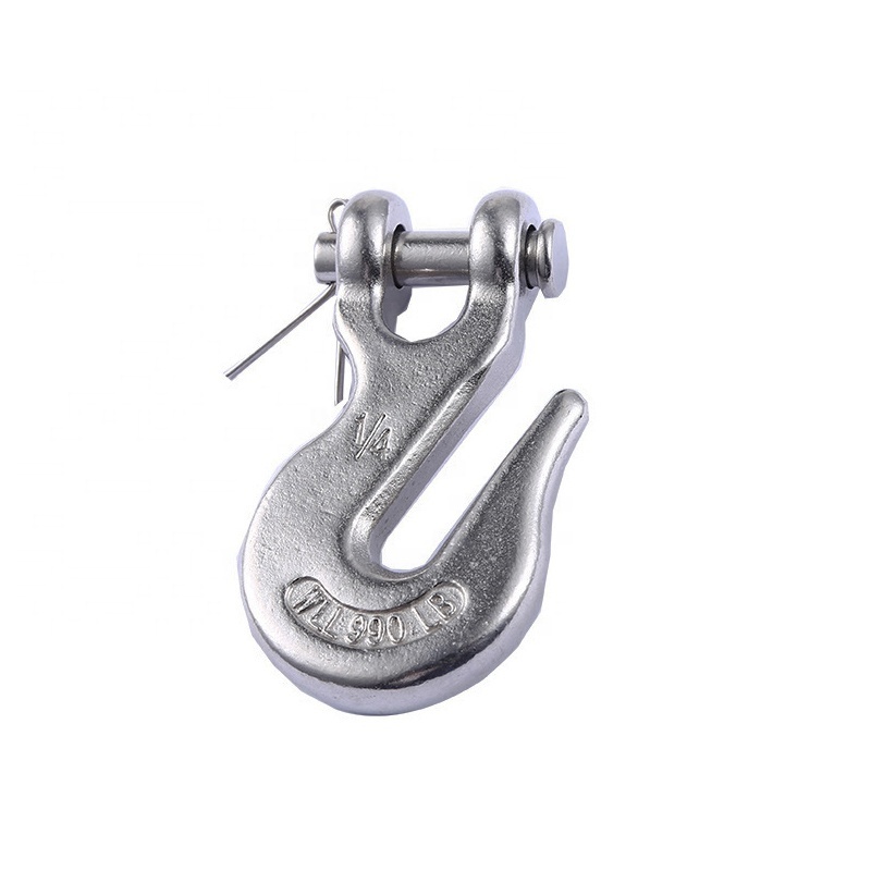 316 Stainless Steel Pin Clevis Eye Hoist Hook Rigging Tow Transport Truck Trailer 1/4 3/8 1/2 Clevis Grab Hook With Safety Latch