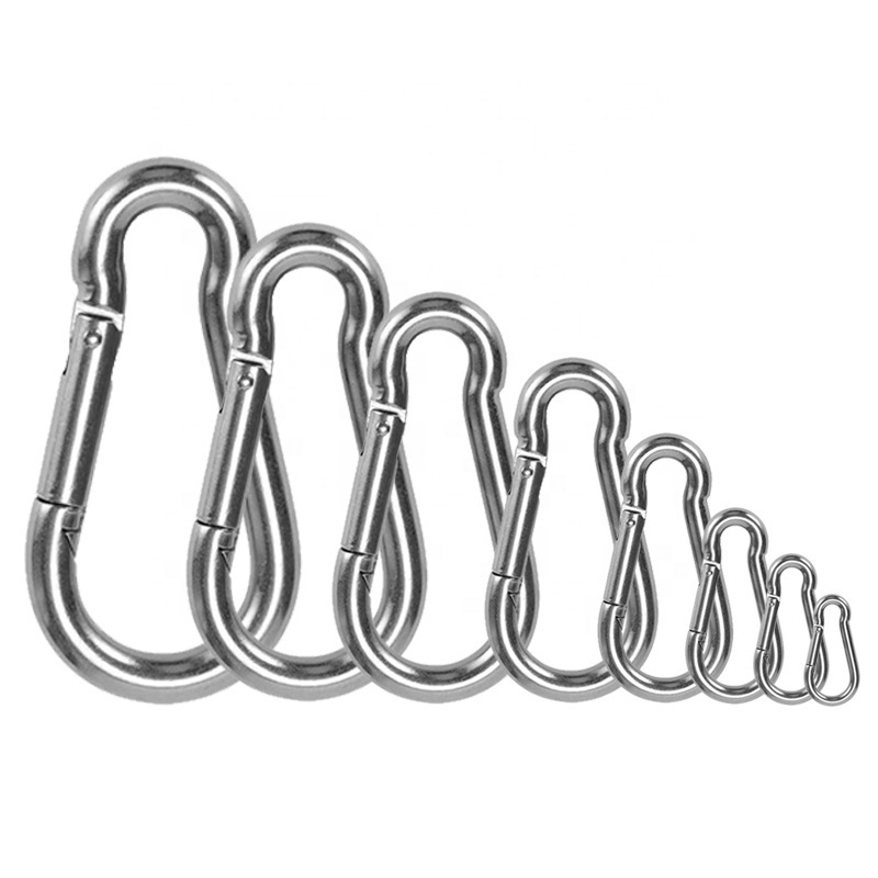 OEM ODM Custom LOGO Metal Oval Climbing Carabiner Hiking Clip DIN5299 Stainless Steel Carabiner Ring Spring Snap Hook with Lock