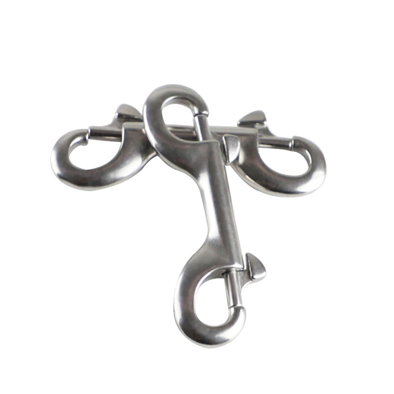 Heavy Duty 304 Stainless Steel Rope Double Ended Spring Clips Long Spring Trigger Bolt Snap Hook For Diving Water Bottle