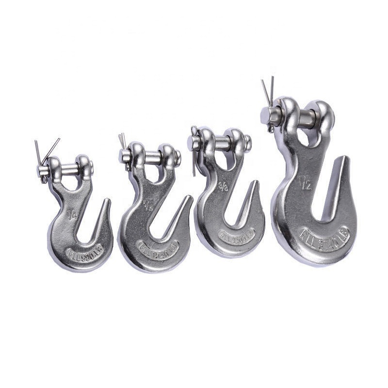 316 Stainless Steel Pin Clevis Eye Hoist Hook Rigging Tow Transport Truck Trailer 1/4 3/8 1/2 Clevis Grab Hook With Safety Latch