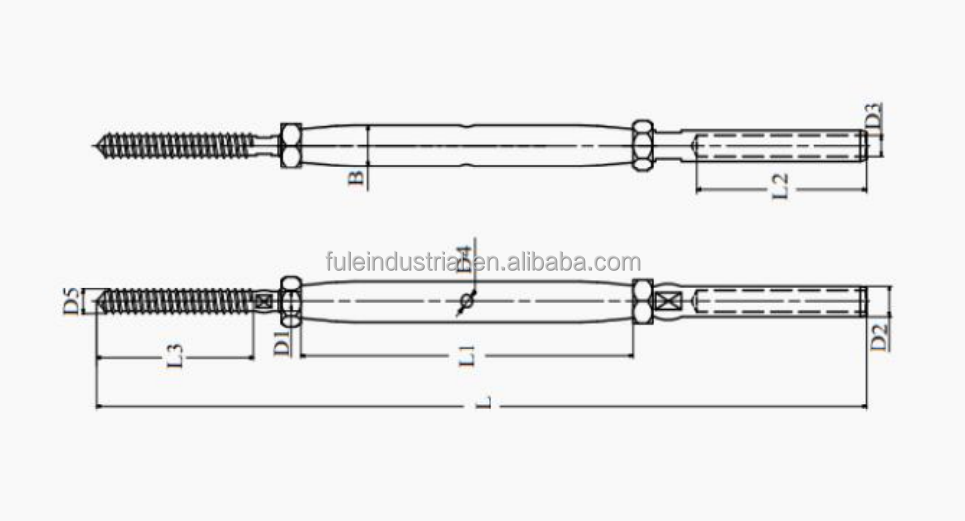 Wholesale Rigging Hardware Tensioner Screw Fitting 304/316 Stainless Steel M6 M8 M10 M12 Rigging Screw With Swage And Dowel