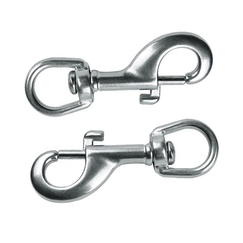 Manufacturer 304/316 Stainless Steel 3/8 1/2 5/8  3/4 Spring Trigger Round Ended Rotating Carabiner Swivel Eye Snap Hook Clips