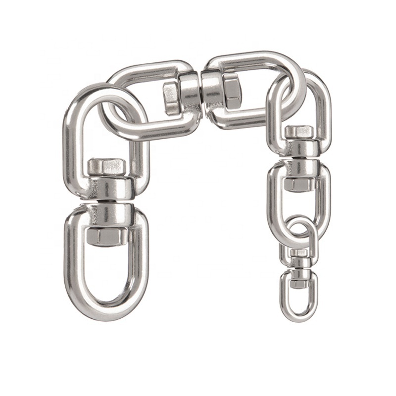 Heavy Industry Ss 304 Stainless Steel 316 Lifting Chain Hook Ring Connector Swivel Double Eye To Eye Swivel