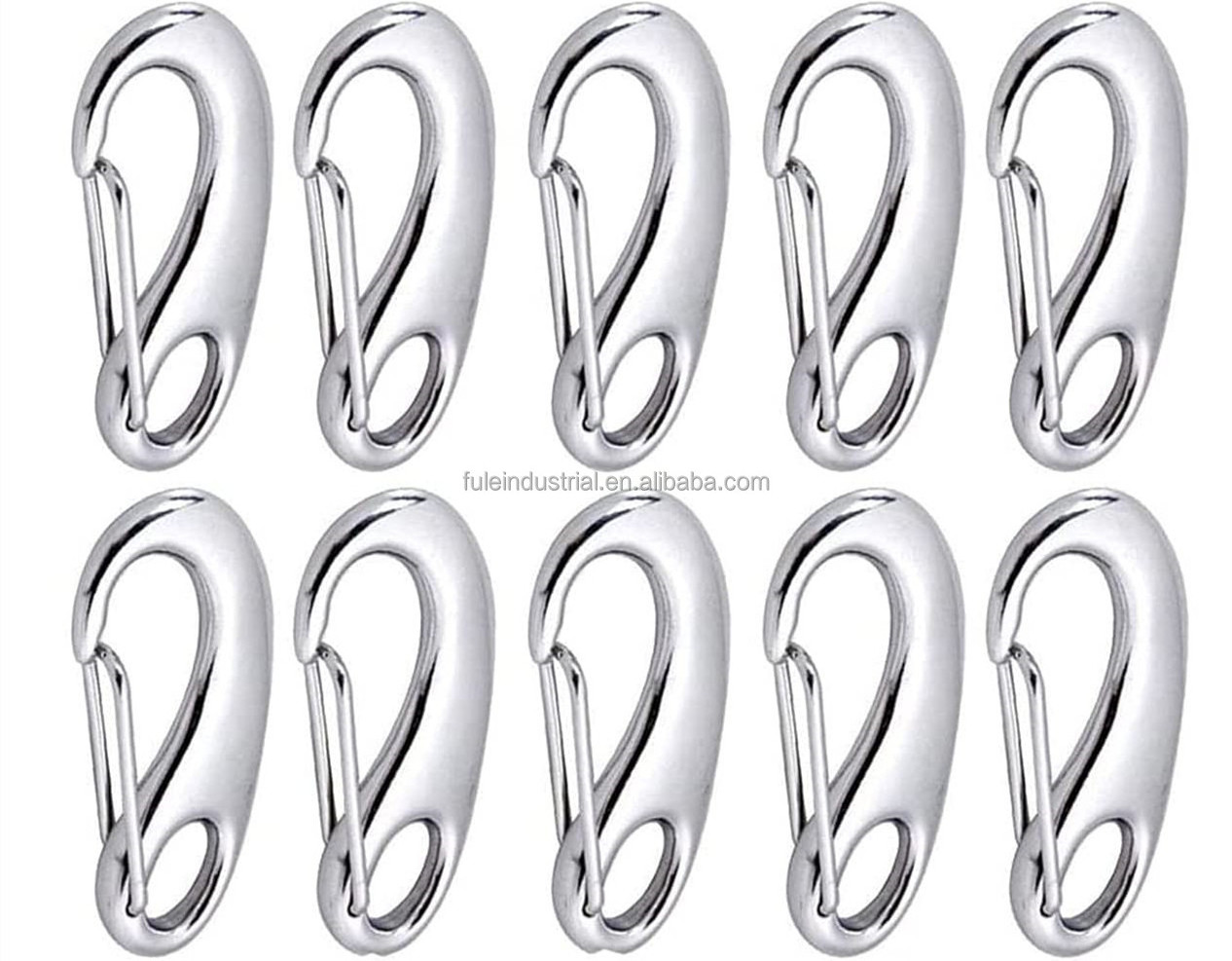 Factory Safety Metal Quick Release Spring Gate Snap Hook Clip Stainless Steel 304/316 Oval Carabiner Egg Shaped Fixed Snap Hook