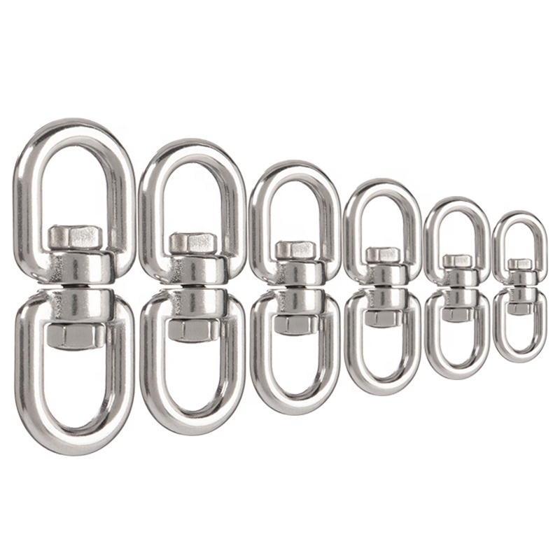 Heavy Industry Ss 304 Stainless Steel 316 Lifting Chain Hook Ring Connector Swivel Double Eye To Eye Swivel