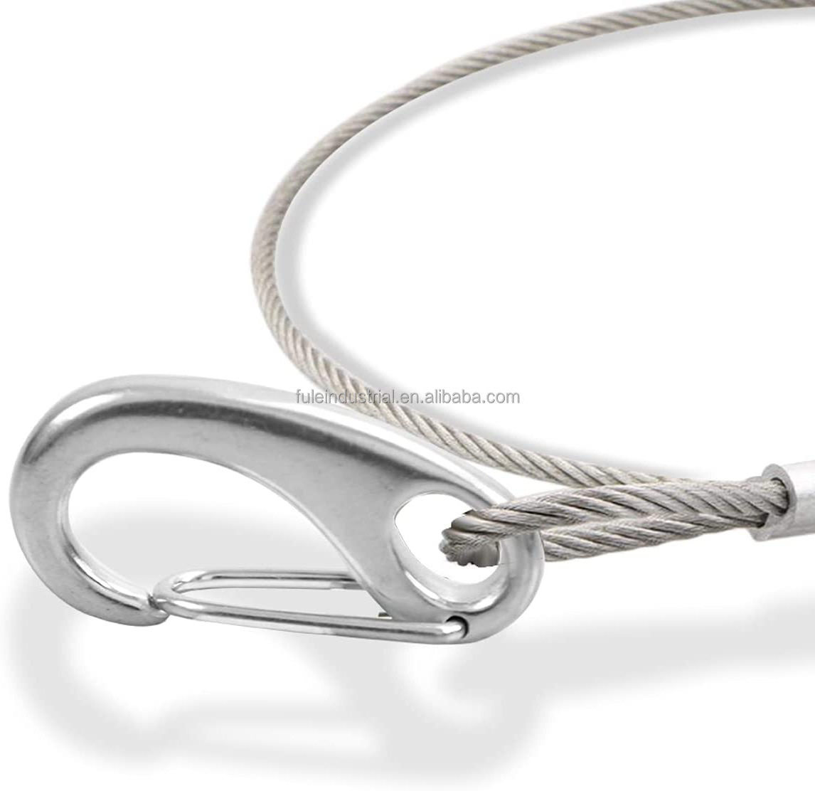 Factory Safety Metal Quick Release Spring Gate Snap Hook Clip Stainless Steel 304/316 Oval Carabiner Egg Shaped Fixed Snap Hook