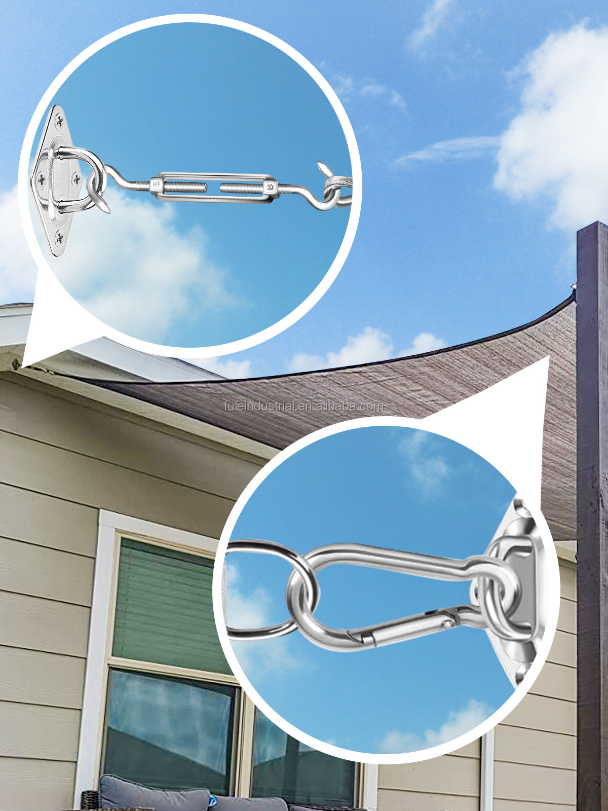 Garden Canopy Sail Outdoor T316 Stainless Steel Awning Attachment Sun Shade Sails Fixing Turnbuckle Wire Tensioner Kit